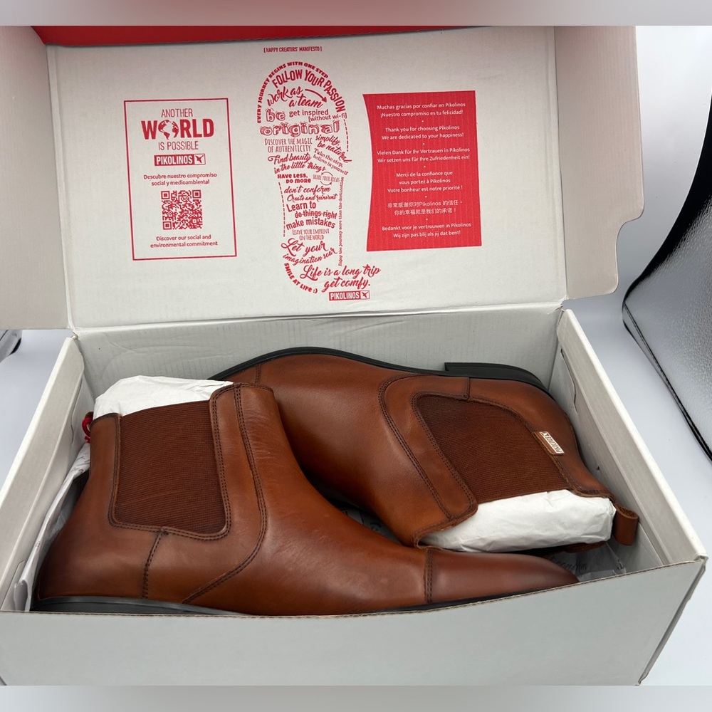 Pikolinos Women's High Ankle Block Heel Slip On Boots Brown US 10-10.5 EU 41 NEW - Picture 16 of 16